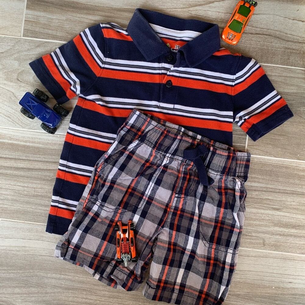 Jumping Beans polo short plaid stripe
